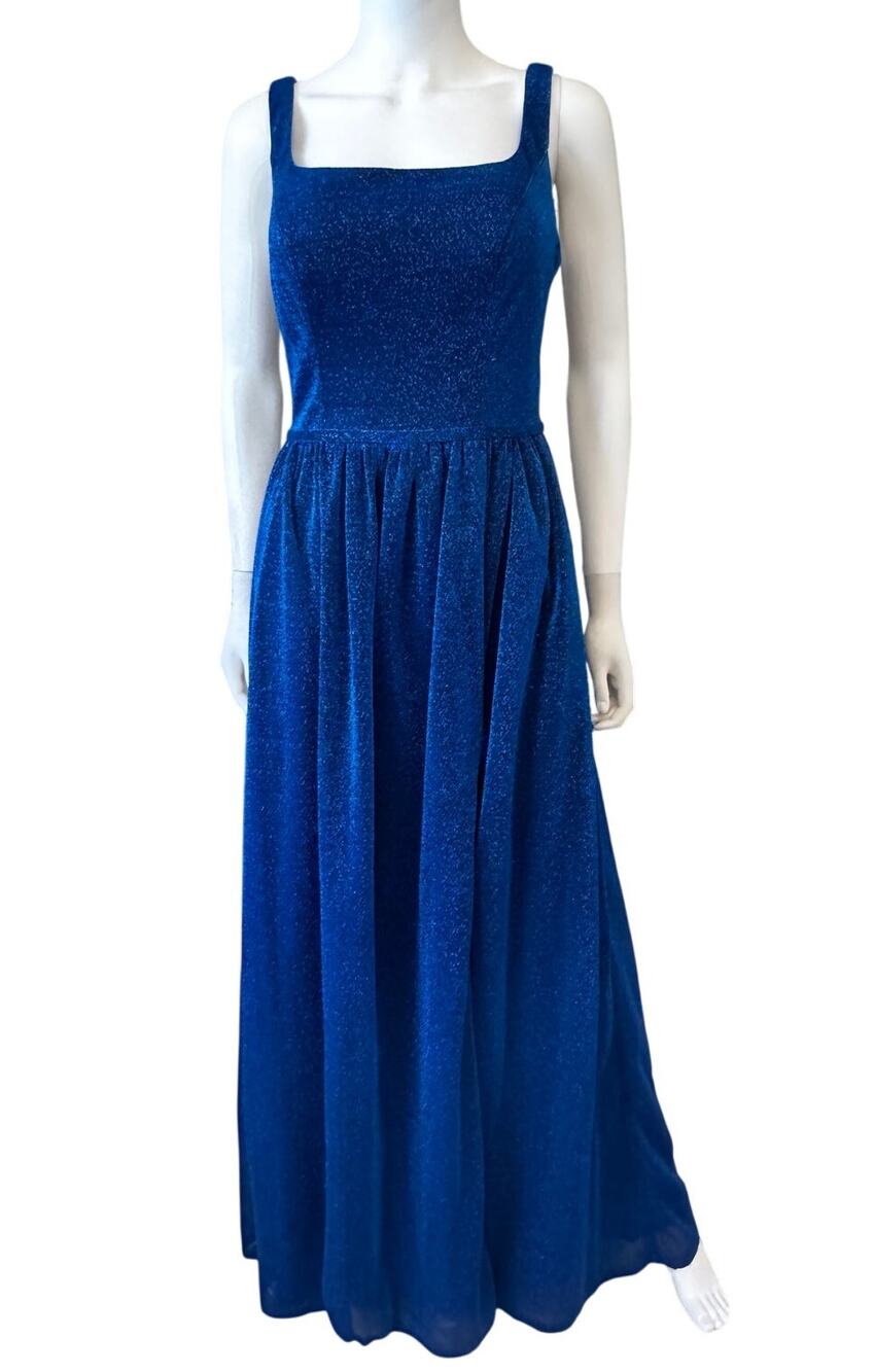 New DaVinci W Blue Square Neck Shimmer Bridesmaids Gown Size 8 PROM FAST SHIP!